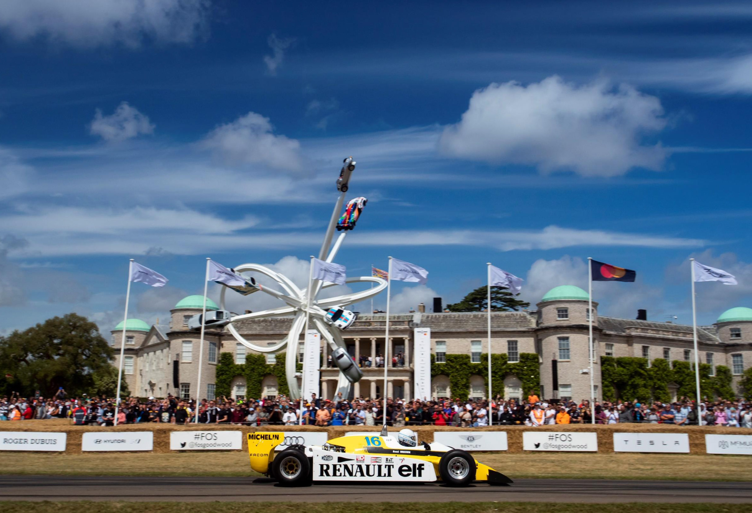 A Renault F1 car on the Goodwood Festival of Speed hill climb