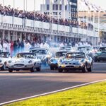 Goodwood Revival cars on the grid