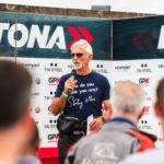 Damon Hill speaking at Daytona Sandown for the Damon Hill karting challenge